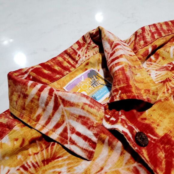 Margaritaville It's 5 O'clock Somewhere 100% Silk Hawaiian Floral Shirt NWOT - Picture 6 of 11